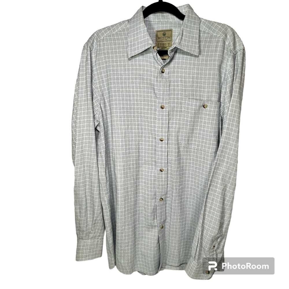Beretta Firearms Long Sleeve Shirt Houndstooth Plaid Button Front Size Medium